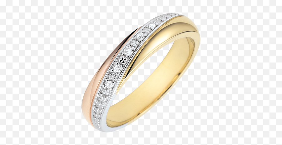 Weddingrings Saturn - Trilogy Three Golds And Diamonds 18 Carat Wedding Rings Three Golds 18 Carats Diamond White C3253 Fedi Nuziali 3 Colori Emoji,Emotion Ring Colors