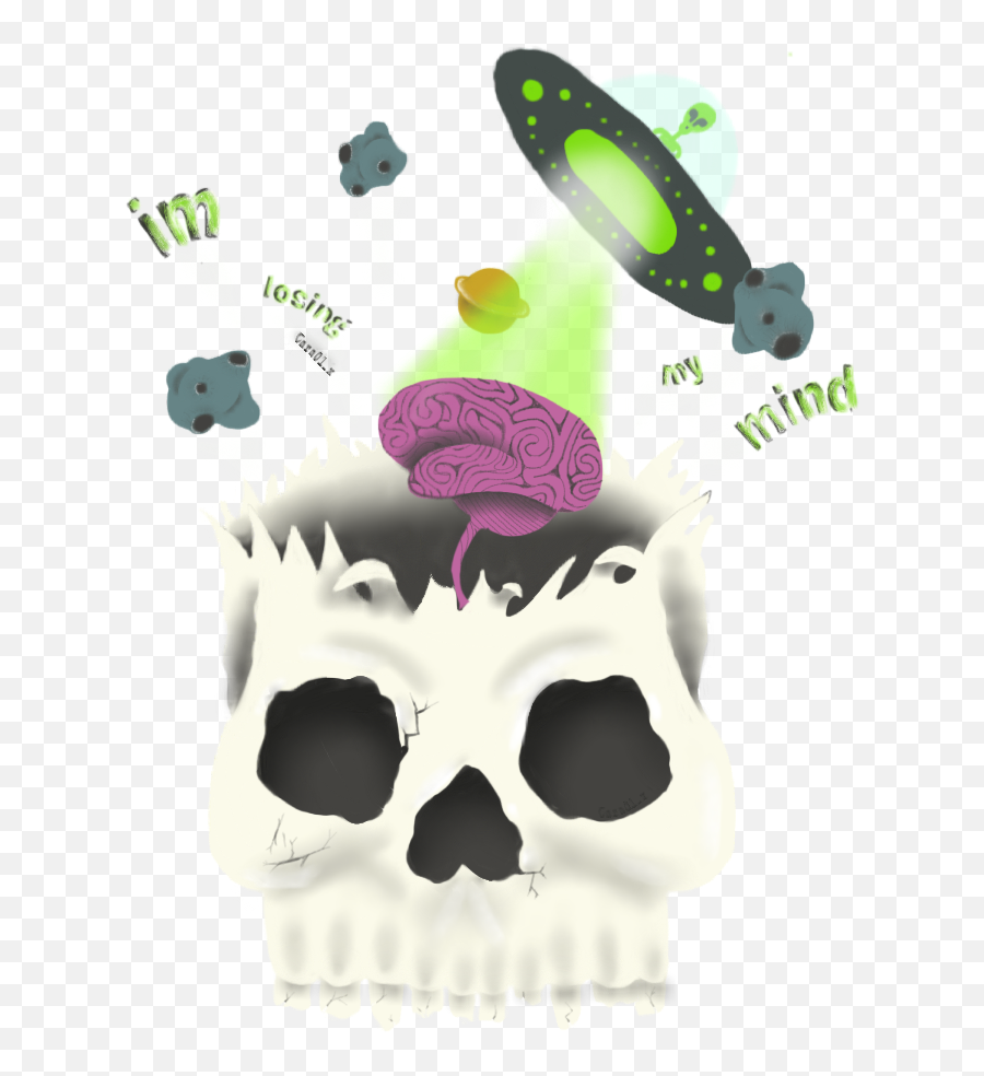 Skull Brain Im Losing My Mind Sticker - Creepy Emoji,Losing My Mind Emoji