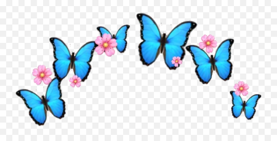 Flower Butterfly Crown Emoji Sticker - Pink Butterfly Emoji,Crown Emoji
