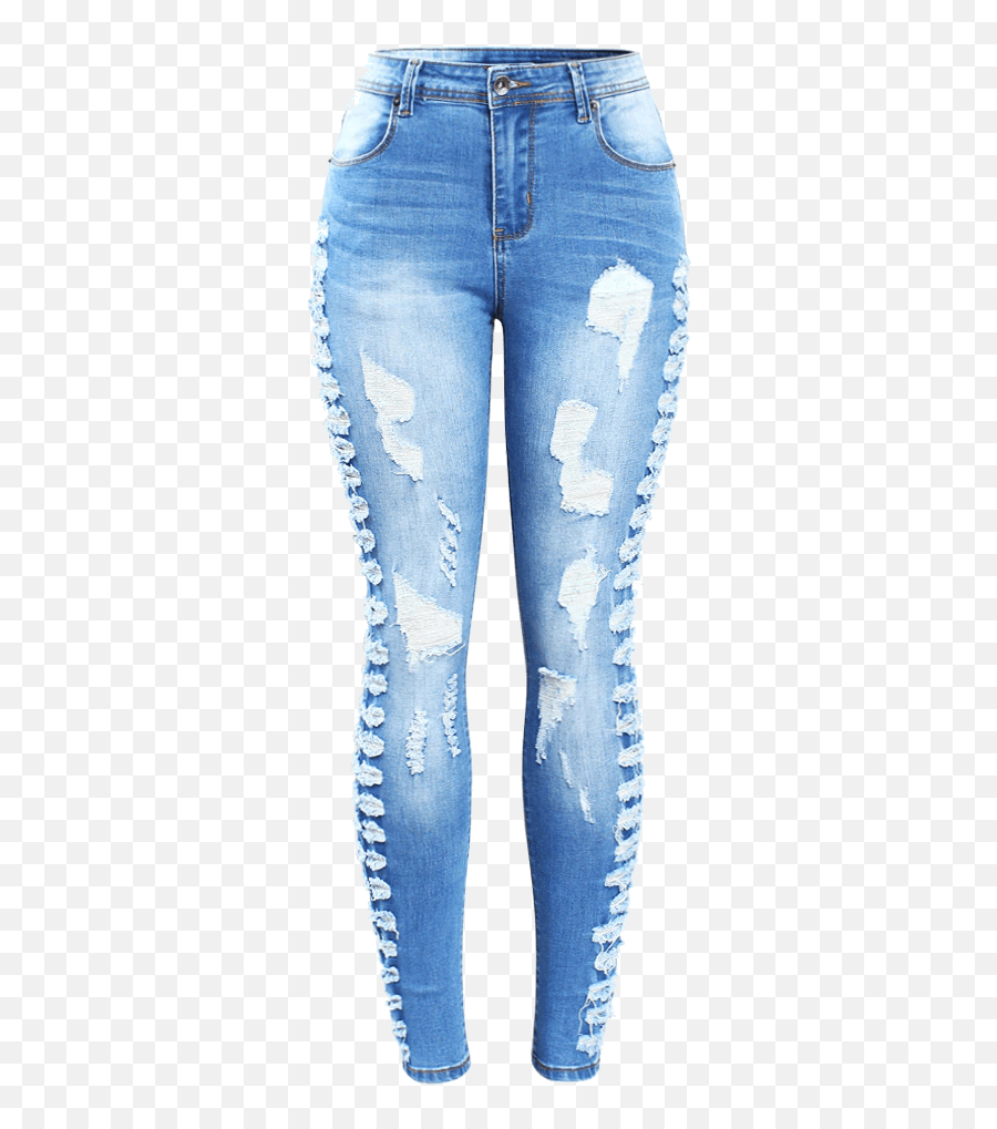 Plus Size Ripped Jeans For Women - Jeans Emoji,Emoji Jeans