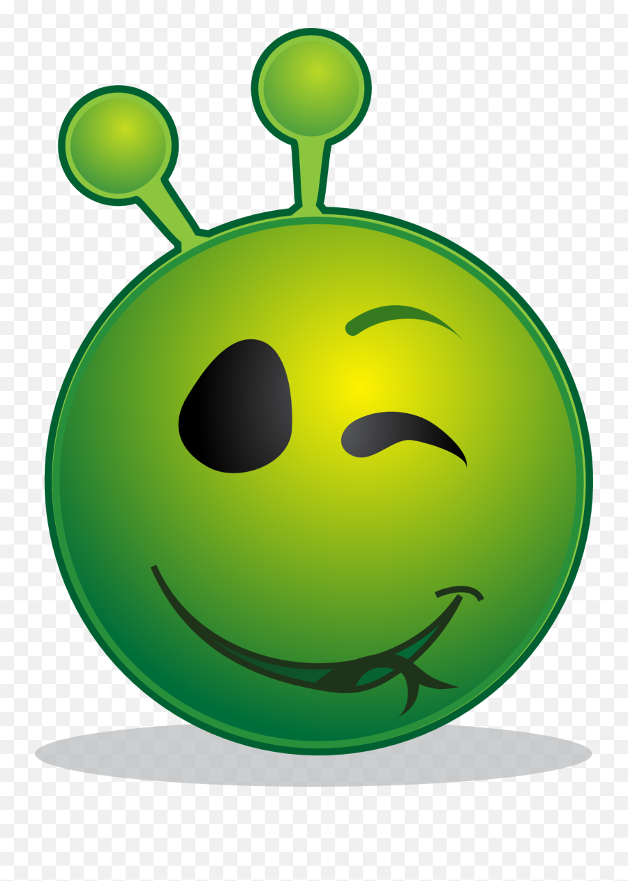 Alien Smiley Wink - Green Alien Smiley Emoji,Alien Baltan Emoticon