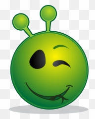 Alien Smiley Wink - Green Alien Smiley Emoji,Alien Baltan Emoticon