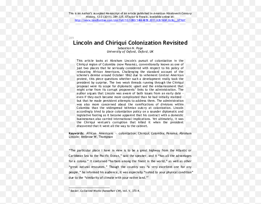 Pdf Lincoln And Chiriquí Colonization Revisited Sebastian - Document Emoji,The Emotion Spectrum Abr4aham Hicks