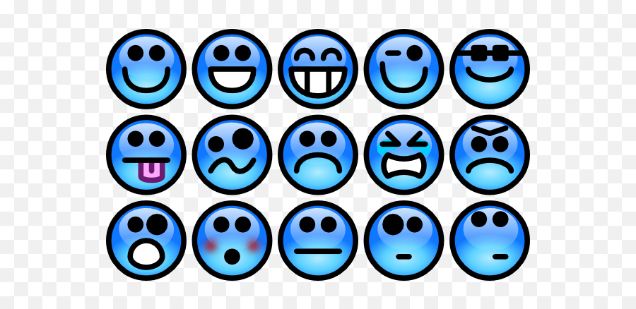 Glossy Smiley Set Clip Art At Clkercom - Vector Clip Art Smiley Face Clip Art Emoji,Wave Emoticons