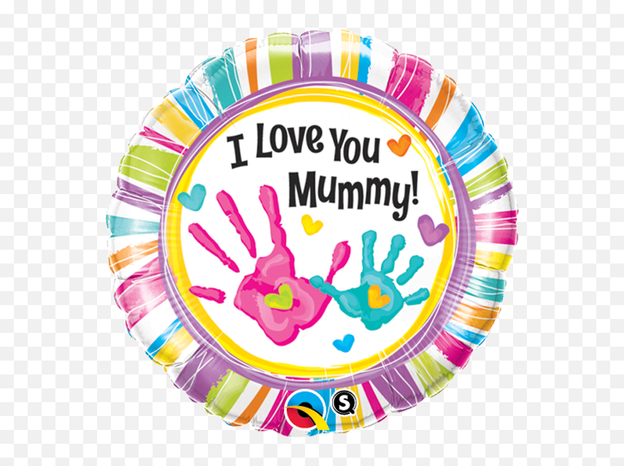 18 I Love You Mummy Handprints Qualatex Foil Balloon U2014 Edu0027s Emoji,Creative Texts With Emojis My Balloon