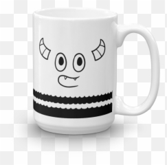 Pebble Faces Mug - Serveware Emoji,Mocking Emoticon Black White