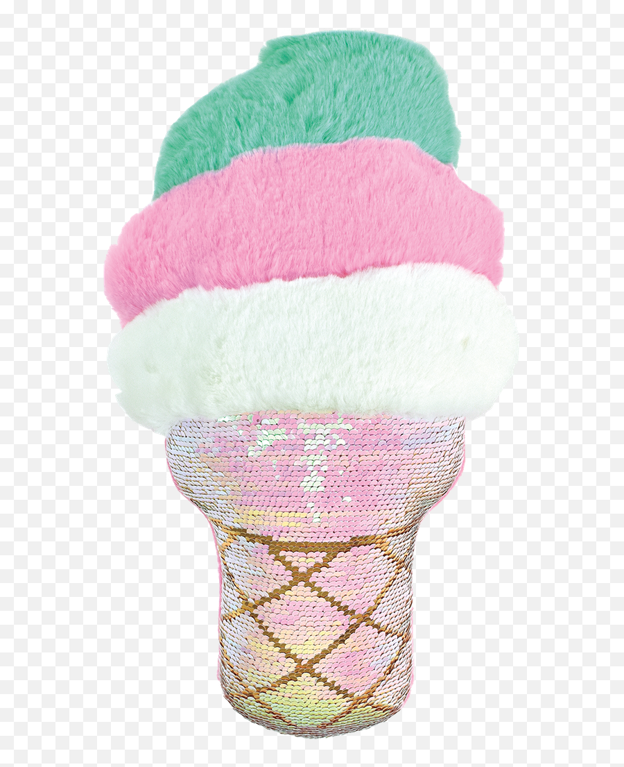 Swirl Cone Furry Reversible Sequin Pillow - Squishable Soft Serve Ice Cream Emoji,Apple Emojis Food Ice Cream