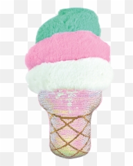 Swirl Cone Furry Reversible Sequin Pillow - Squishable Soft Serve Ice Cream Emoji,Apple Emojis Food Ice Cream