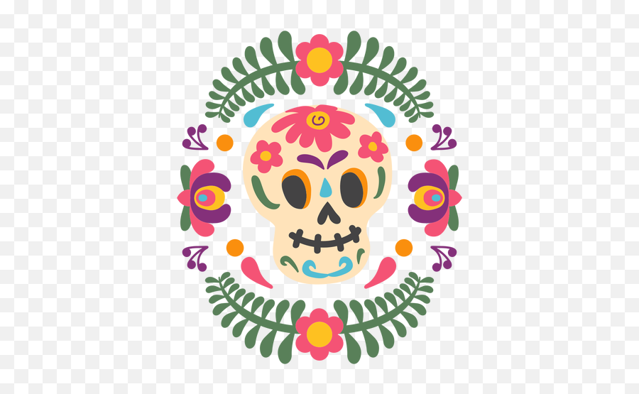 Mexican Skull Mask Emblem - Calaveras Mexicanas Dibujos Png Emoji,Mask Leaves Emoji