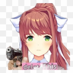 Delete Monika This Sticker - Doki Doki Literature Club On Crack Emoji,Monika Emoji
