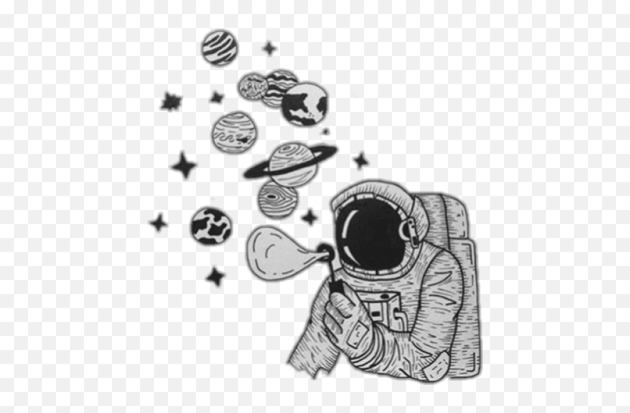 Doodle Stickers Tumblr Astronauta Png Image With Transparent - Astronaut Drawing Blowing Planets Emoji,To Infinity And Beyond Emoji