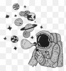Doodle Stickers Tumblr Astronauta Png Image With Transparent - Astronaut Drawing Blowing Planets Emoji,To Infinity And Beyond Emoji