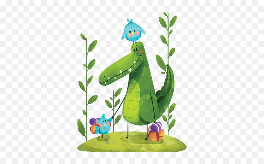 Swamp Friends Illustration Wall Art - Cocodrilos Acuarelas Dibujo Emoji,Alligator Man Emoji