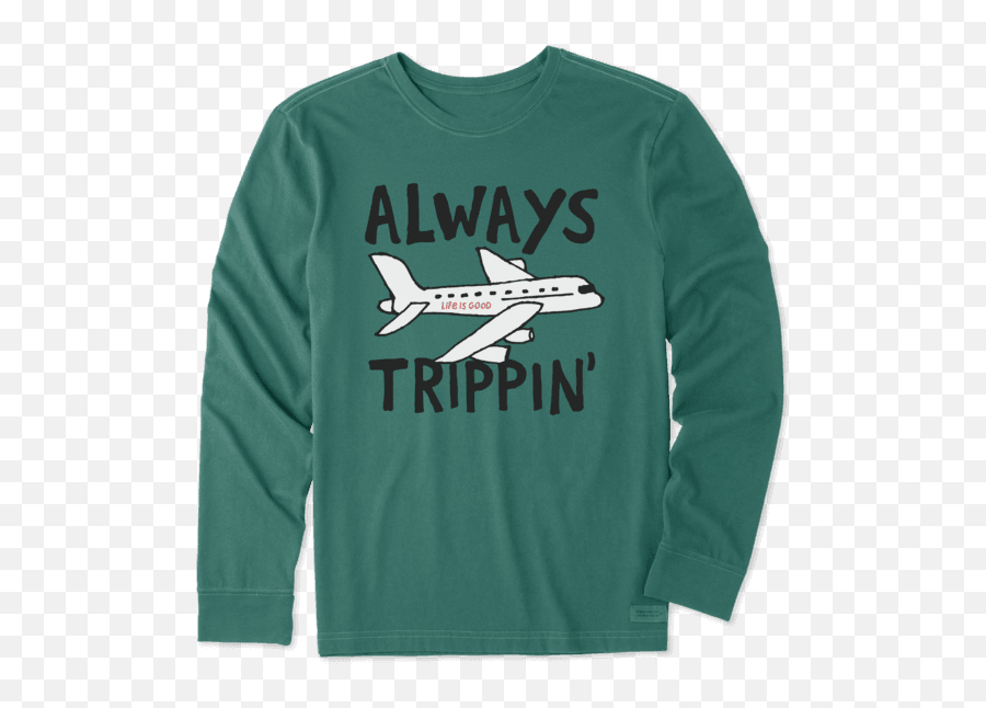 Menu0027s Always Trippin Long Sleeve Crusher Tee Life Is Good - Long Sleeve Emoji,Emoji Sweatshirt Men