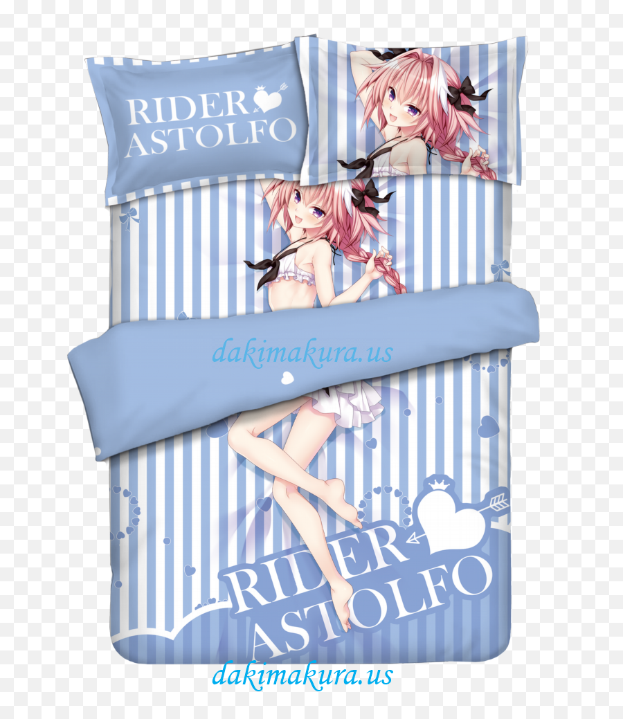 Astolfo - Fate Blue Anime Bed Blanket Duvet Cover With Astolfo Bedsheets Emoji,Cozy Night 4 Pc Flannel Sheet Set Queen Emojis