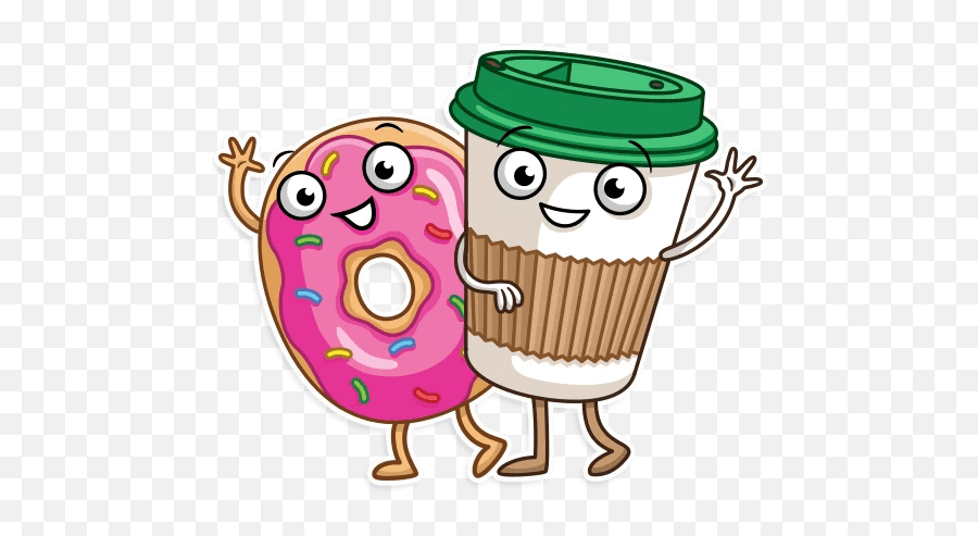 Coffee With Donut Stickers - Happy Emoji,Animated Coffee Emojis Gifts