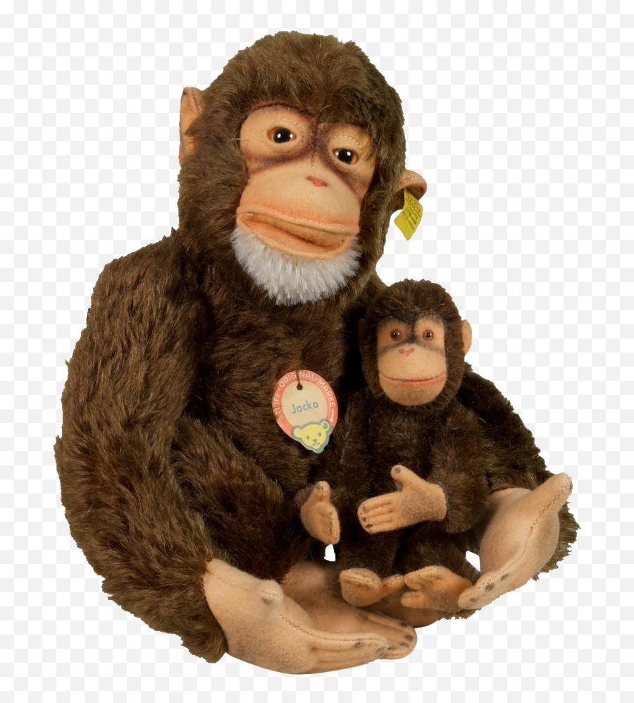 Two Steiff Jocko Monkeys Steiff Vintage Plush Monkey - Soft Emoji,Different Chimpanzee Emotions