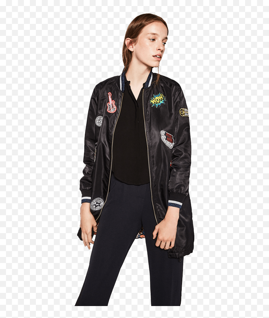 Zara Basic Denim Shirt - Zara Long Bomber Patches Emoji,Emoji Joggers Women