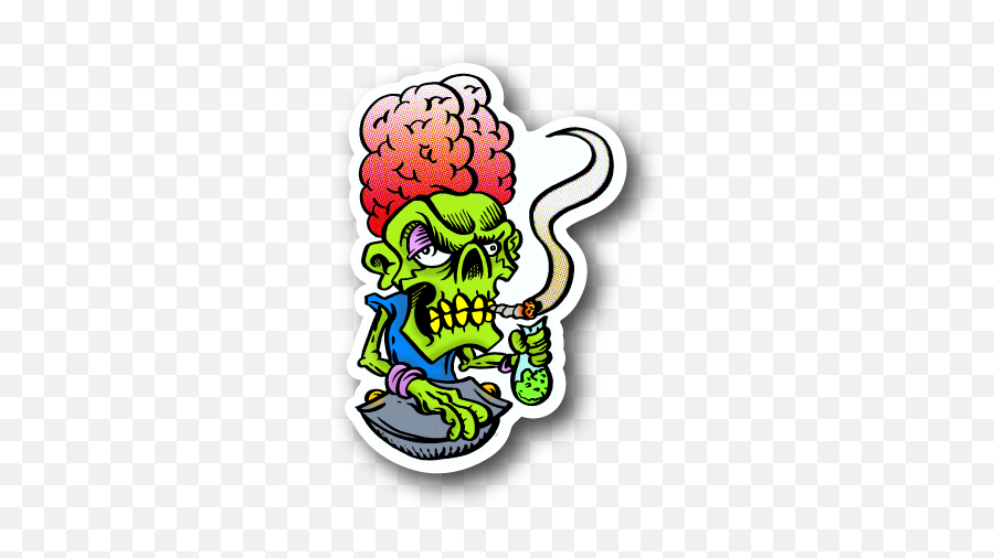 Stoned Alien Brain Sticker Clipart - Full Size Clipart Stoned Stickers Emoji,Brain Emoji Png