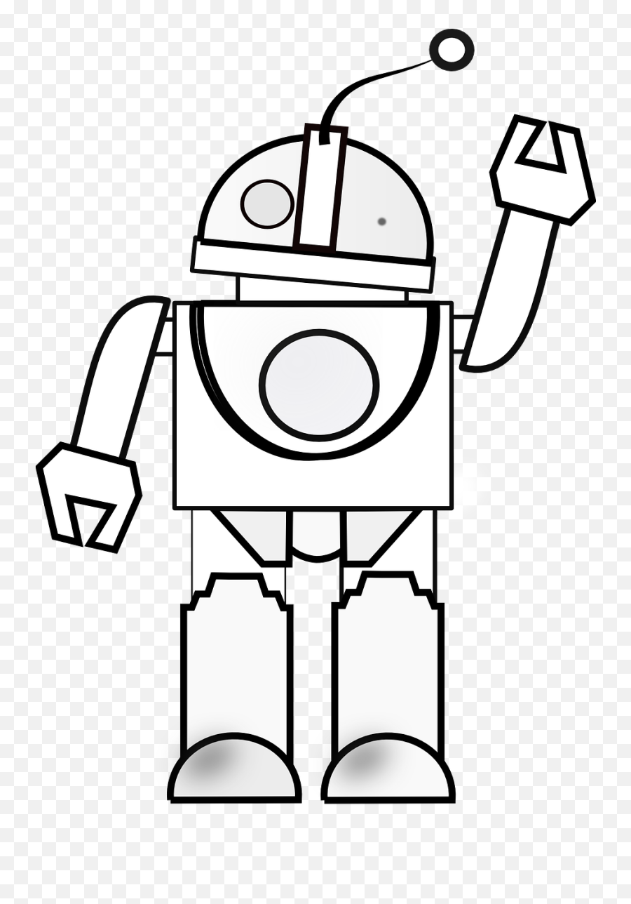 Robot Waving White Black Png Image - Colour By Numbers Robot Robot Clipart Black And White Emoji,Wavying Emotion