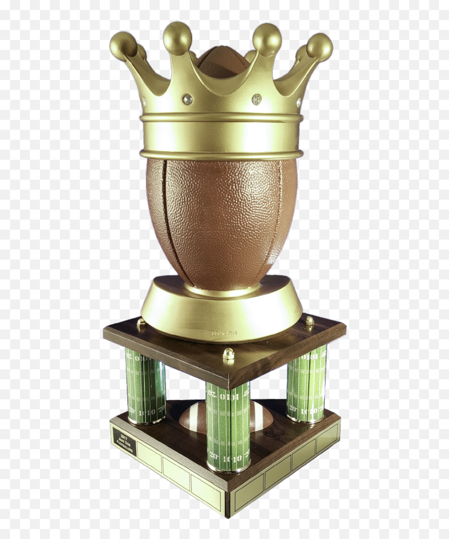 Fantasy Football Crown Large Three Column Perpetual Trophy - Football And Crown Trophy Emoji,Fantasy Football Emoji