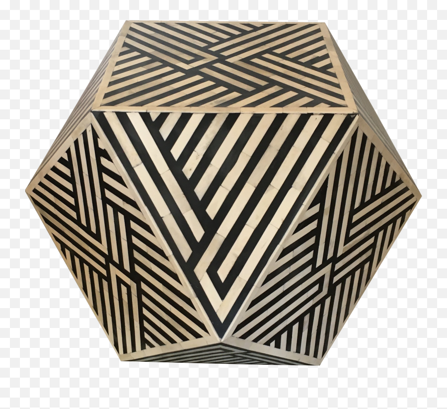 Black And White Octagonal Op Art Bone Inlay Side Table Emoji,Color As Emotion Art Pieces