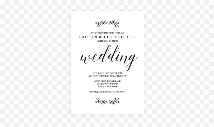 Botanical Invitations For Wedding Greenery Themed - Lg1 Horizontal Emoji,Emoji Themed Invitations