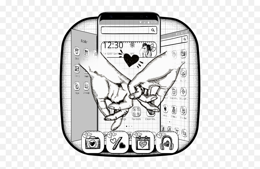 Updated Sketch Love Hand Theme For Pc Mac Windows 7 Emoji,Peeking Around The Corner Emoji Black And White