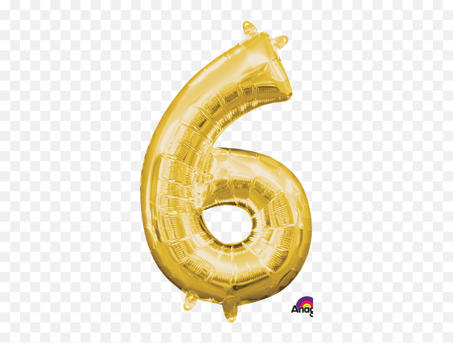 16 Inch Gold Number 6 Balloon Air Filled Only Balloon Place Emoji,Thomas The Tank Engine Emoticon