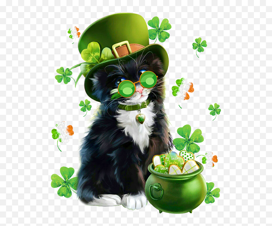 Lepurrchaun Leprechaun Cat Funny St Patricks Day Round Emoji,Saint Patricks Day Emojis Iphone