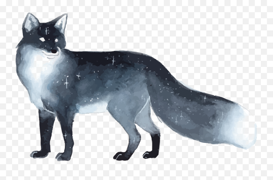 Ftestickers Watercolor Painting Fox - Watercolor Galaxy Fox Emoji,Silver Fox Emoji