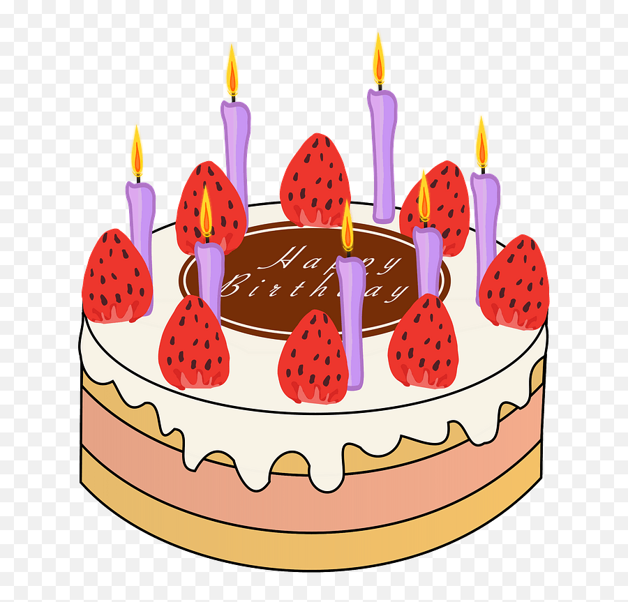Birthday Cake With Candles And - Birthday Cake Strawberry Drawing Emoji,Emoji Birthday Candles
