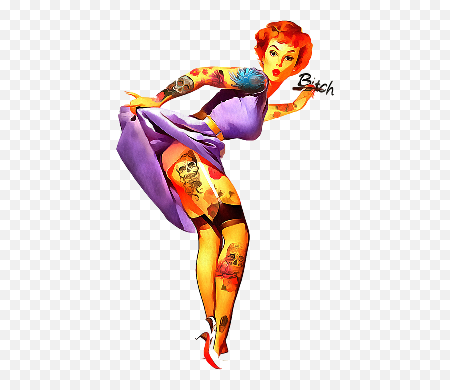 Tattoo Pin - Up Girl Duvet Cover Tattood Pin Up Girl Emoji,Pin Up Emoticon