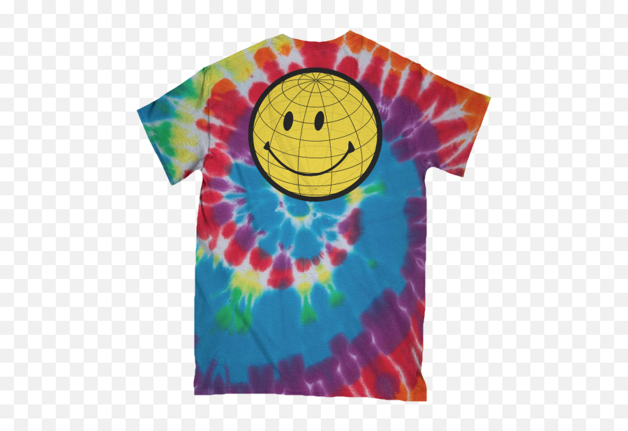Acid Techno Smiley Noir - Short Sleeve Emoji,Flip Th Ebird Emoticon