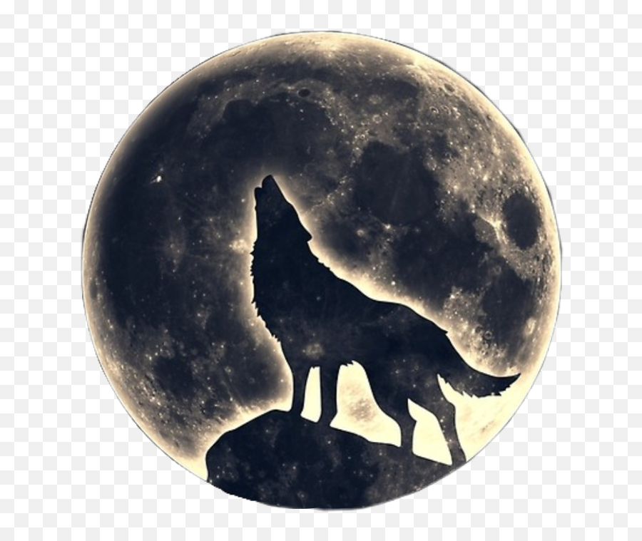 Moon Wolf Cool Likeit Sticker - Moon Wolf Circle Tattoo Emoji,Wolf Moon Emoji