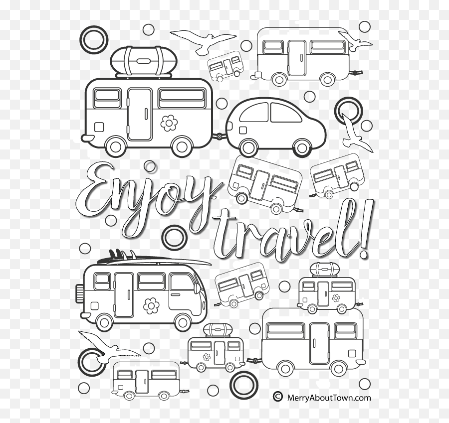 Camping Coloring Pages Vintage Camper - Dot Emoji,Easy Coloring Pages Emojis