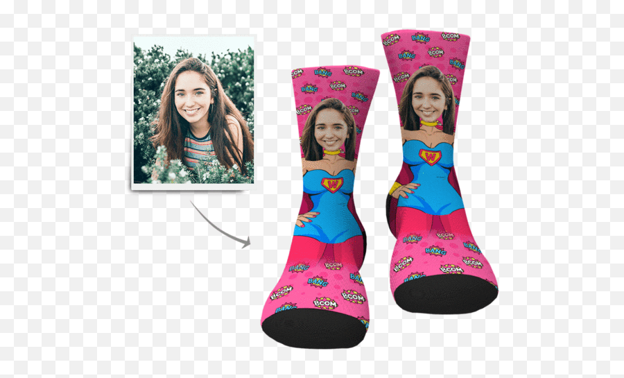 Face Socks - Socken Mit Gesicht Drauf Emoji,Girls Emoji Knee Socks