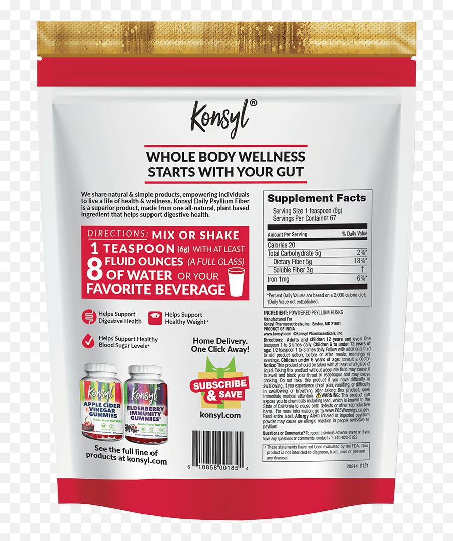 Daily Psyllium Fiber Konsyl U2013 Konsyl Store - Product Label Emoji,Emotion Value Of A Teaspoon