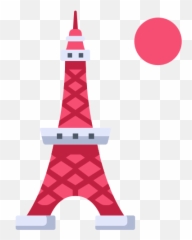 Ícone Torre Japão Tóquio Marco Viagens Arquitetura - Tokyo Tower Flat Design Emoji,Emoticon Velozes