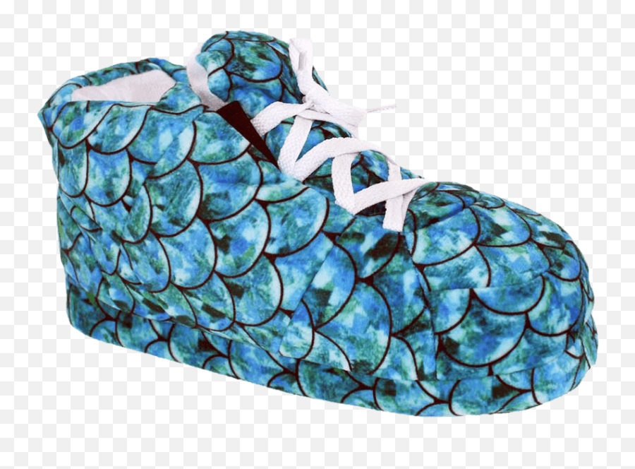 Happyfeet Sneaker Slippers - Teal Mermaid Scales X Large Emoji,Blue Ti Dye Emojis