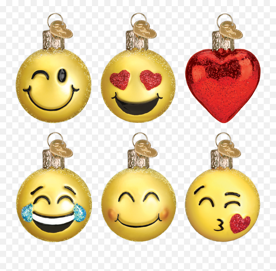 Mini Emoji Ornament Set Old World Christmas Callisters - Christmas Ornament,Rofl Emoji