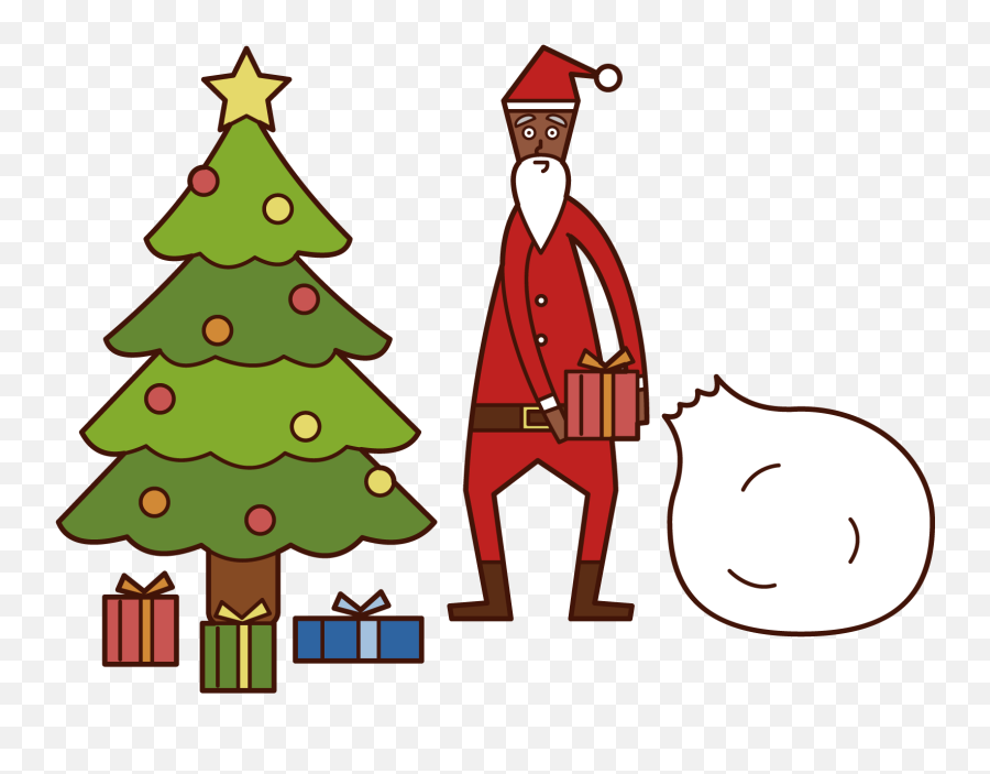 Illustration Of Santa Claus Man Arranging Presents Under A Emoji,In Emojis Where Is Santa Located