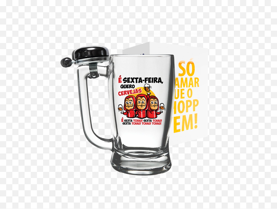 Caneco De Chopp Com Campanhia - La Casa De Papel Caneco De Chopp Simas Emoji,Tumbler Glass Emoji