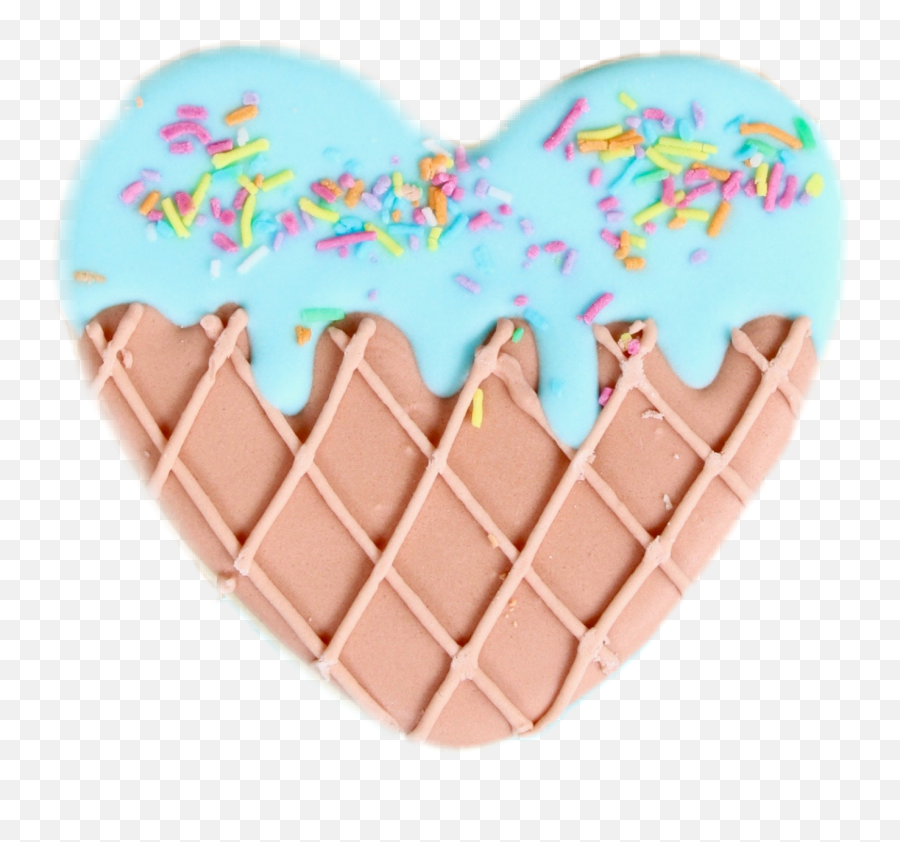 Heart Ice Cream Icecream Cold Blue Sticker By Kiiwi - Cookie Emoji,Ice Heart Emoji