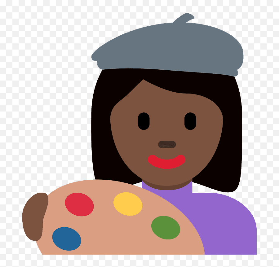 Woman Artist Emoji With Dark Skin Tone - Happy,Art Palette Emoji