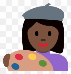 Woman Artist Emoji With Dark Skin Tone - Happy,Art Palette Emoji