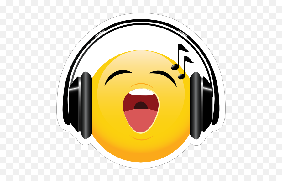 Cute Headphones Singing Loudly Emoji Sticker - Emoji Headphones,Lizard Emoji
