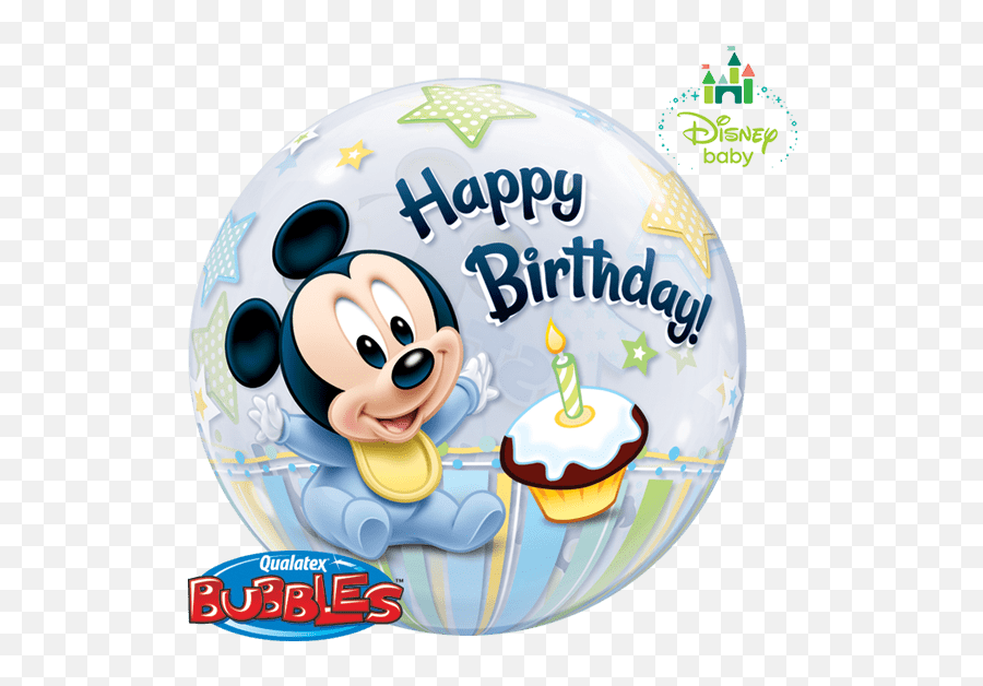 1 X 22 Disney Mickey Mouse 1st Birthday Qualatex Bubble - 1st Birthday Baby Mickey Mouse Emoji,Birthday Emojis Cake Balloon???