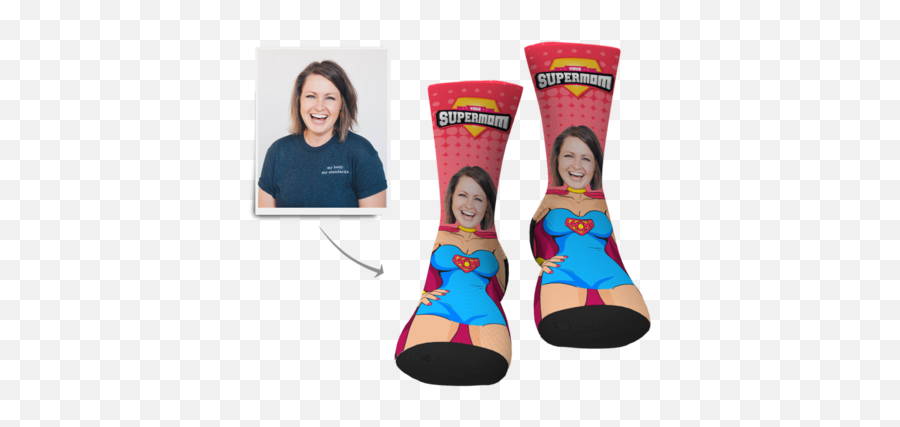 Mothers Day Personalized Supermom Face - For Adult Emoji,Emoji Basketball Socks