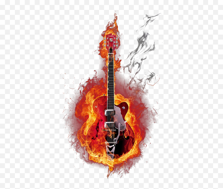 Burning Guitar - Guitar On Fire Png Emoji,Electric Guitar Emoji